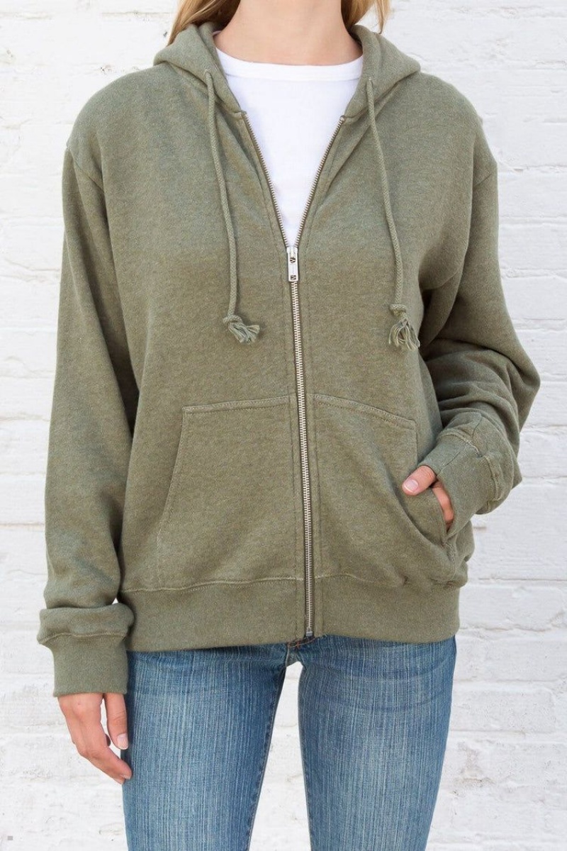 Sweat a Capuche Brandy Melville Christy Vert Olive | RPG-57876141